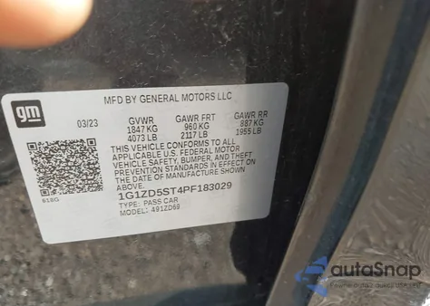 2023 Chevrolet Malibu Fwd 1Lt from USA, damaged, VIN 1G1ZD5ST4PF183029